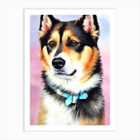 Norwegian Buhund 3 Watercolour Dog Art Print