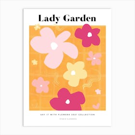 Flowers All Around Lady Garden Art Print