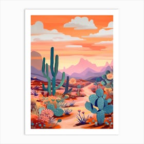 Colourful Desert Illustration 4 Art Print
