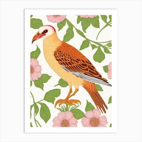 Crested Caracara William Morris Style Bird Art Print