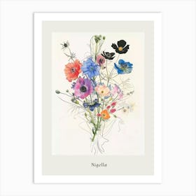 Nigella 6 Collage Flower Bouquet Poster Art Print