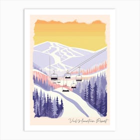 Poster Of Vail Mountain Resort   Colorado, Usa, Ski Resort Pastel Colours Illustration 0 Art Print