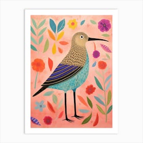 Pink Scandi Dunlin 3 Art Print