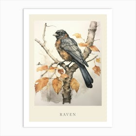 Beatrix Potter Inspired  Animal Watercolour Raven 1 Art Print