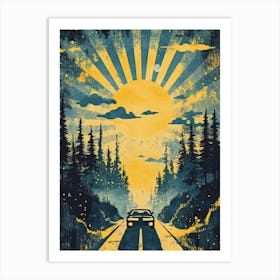 Sunset On The Road Art Print