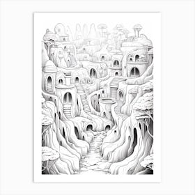 The Cave Of Wonders (Aladdin) Fantasy Inspired Line Art 3 Art Print