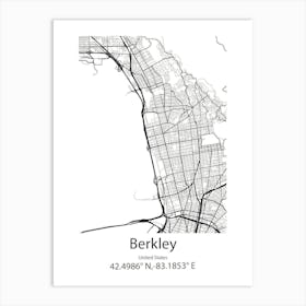 Berkley,United States Minimalist Map Art Print