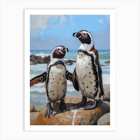 African Penguin Boulders Beach Simons Town Oil Painting 1 Art Print