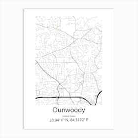 Dunwoody,United States Minimalist Map Art Print