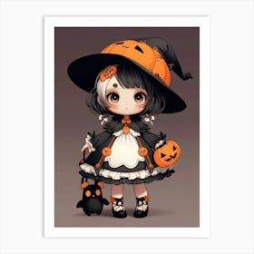 Cute Halloween Girl Art Print