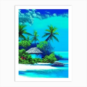 Maafushi Island Maldives Pointillism Style Tropical Destination Art Print