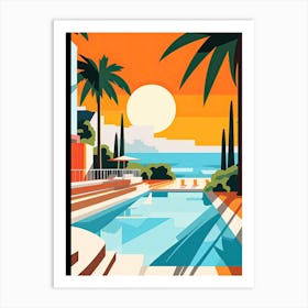French Riviera, France, Bold Outlines 3 Art Print