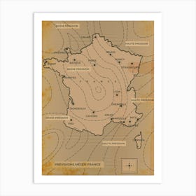 France vintage weather Map Art Print