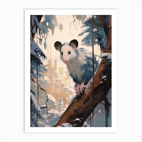 Winter Opossum 3 Illustration Art Print