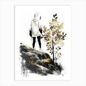 Girl Standing On A Rock Art Print