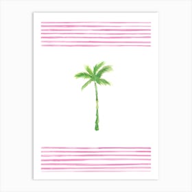 Pink Stripes Palm Art Print