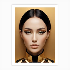 Geometric Woman Portrait Luxury Gold (32) Art Print