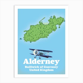 Alderney Bay United Kingdom Travel map Art Print