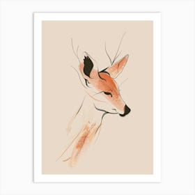 Deer Head - Boho, Line Art Art Print