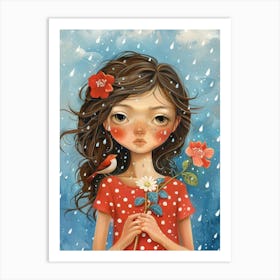 Little Girl In The Rain Art Print