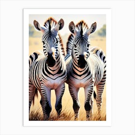 Playful Zebras Colorful Safari-Inspired Animal Art Art Print