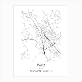 Weiz,Austria Minimalist Map Art Print