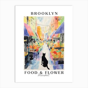 Food Market With Cats In Brooklyn 1 Poster Art Print