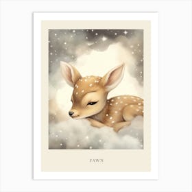 Sleeping Baby Deer Fawn Nursery Poster Art Print