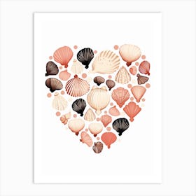 Cream Detailed Shell Heart Illustration 1 Art Print