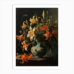 Baroque Floral Still Life Gloriosa Lily 2 Art Print