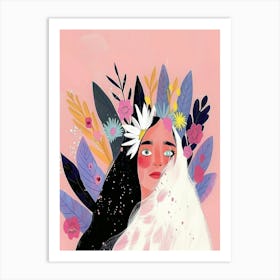 Woman With A Flower Crown Art Print