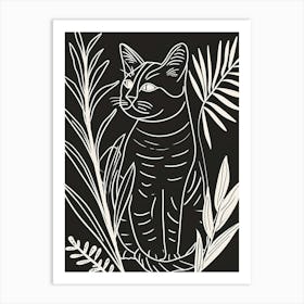 American Wirehair Cat Minimalist Illustration 1 Art Print