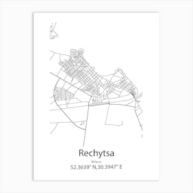 Rechytsa,Belarus Minimalist Map Art Print