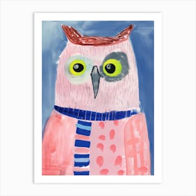 Playful Illustration Of Owl For Kids Room 2 Art Print