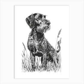 German Wirehaired Dog Line Sketch 1 Art Print