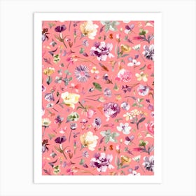 Flower Buds Coral Pink Art Print