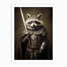 Vintage Portrait Of A Honduran Raccoon Dressed As A Knight 4 Art Print