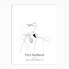 Port Hedland,Australia Minimalist Map Art Print