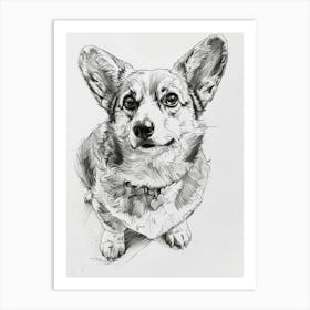 Corgi Dog Line Sketch 1 Art Print