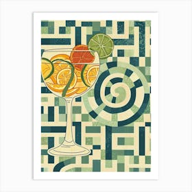Fruity Cocktail With Geometric Background 1 Art Print