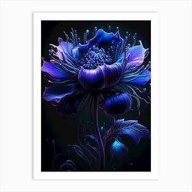 Dark Blue Flower 1 Art Print