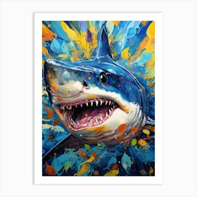  A Blue Shark Vibrant Paint Splash 1 Art Print