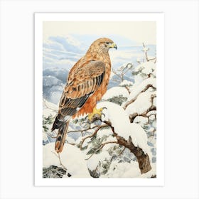 Winter Bird Painting Golden Eagle 3 Art Print