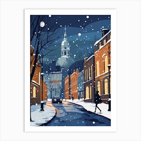 Winter Travel Night Illustration Newcastle United Kingdom 2 Art Print