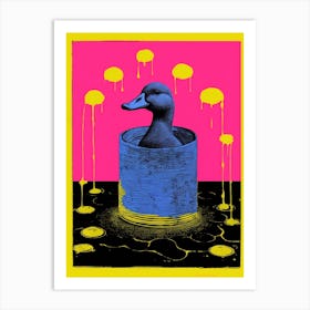 Abstract Paint Splash Duck In A Water Trough Art Print