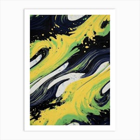 Yellow And Black Swirls Art Print