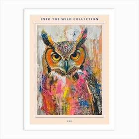 Kitsch Colourful Owl Collage 7 Poster Art Print