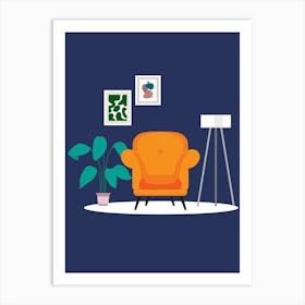 Living Room Flat Vector Illustration Art Print