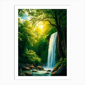 Waterfall In The Forest 14 Art Print