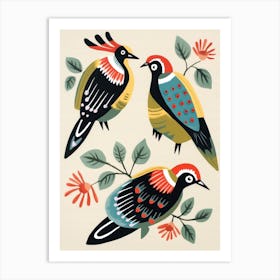 Folk Style Bird Painting Woodpecker 1 Art Print